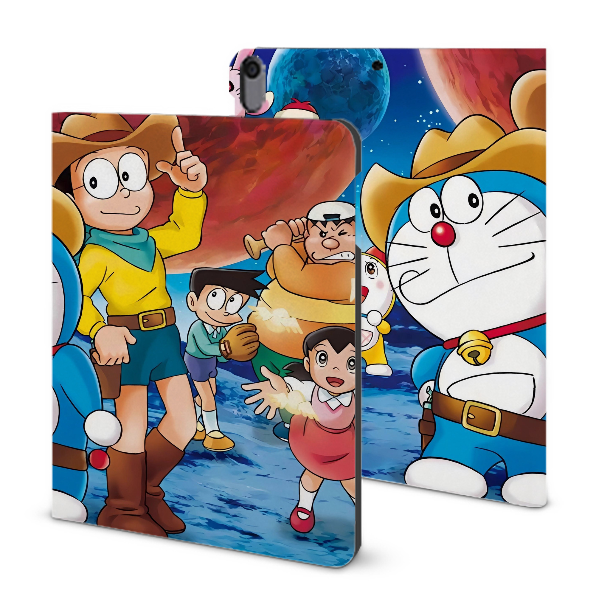 （画像用） ドラえもん Doraemon IPad ケース ブック型 PUレザー TPU 耐衝撃 軽量 薄型 ペン収納なし 全面保護 IPad 各モデル対応